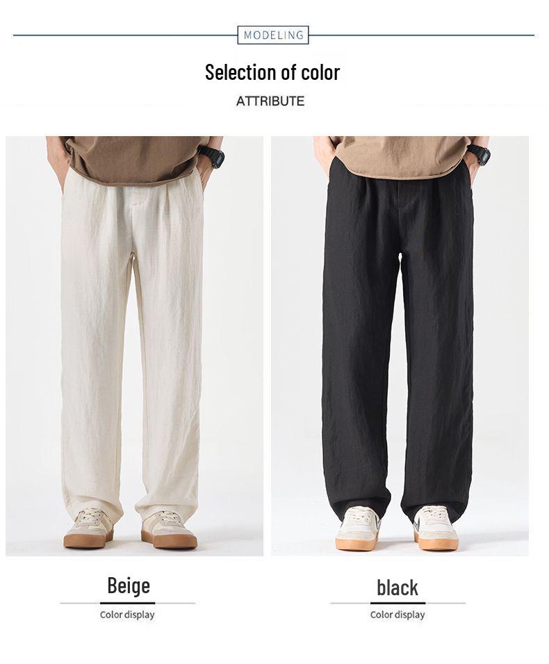 Men's Premium Tencel Linen Summer Pants - Lightweight, Wrinkle-Resistant, No-Iron, Loose Fit, Straight Leg Trousers.