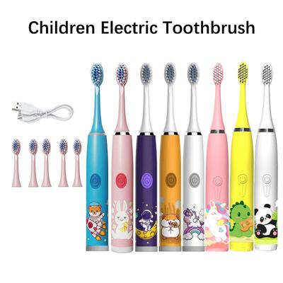 USB Sonic Elektrische Zahnbürste für Kinder, wiederaufladbar, bunte Cartoon-Bürste, automatisch, IPX7 wasserdicht, mit Ersatzkopf