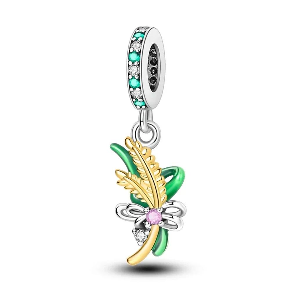 Genuine Copper Golden Charm Crown Family Tree Safety Chain Hollow Beads For Original Bracelets Women Fashion Jewelry Handmade DIY