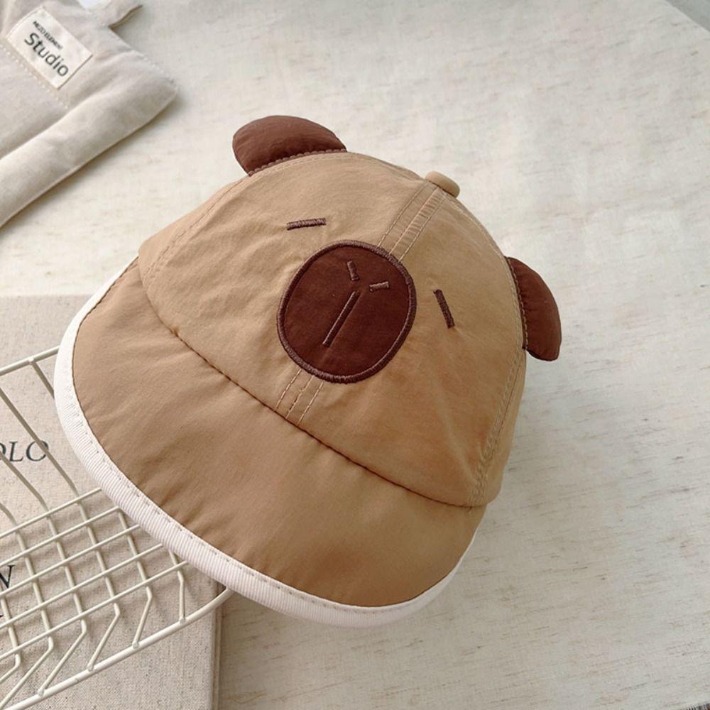 Soft Thin Baby Bucket Hat Cute Capybara Sunscreen Hat New Newborn Bonnet  1-3y