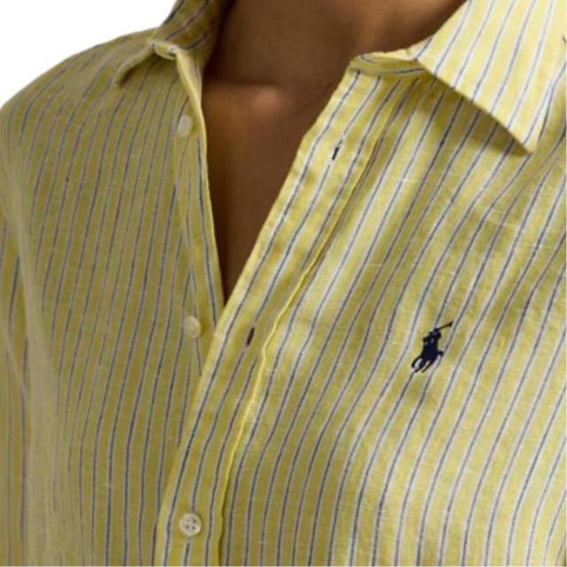 Polo Ralph Lauren Classic Fit Striped Linen Shirt Women Tops 211A96158-002