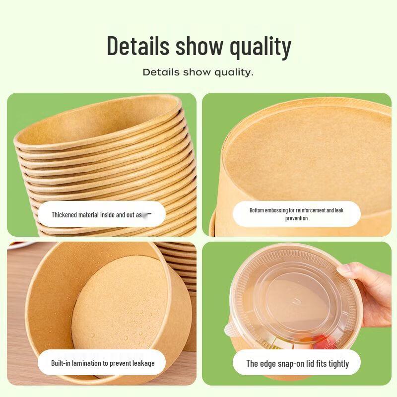 temeiju Disposable Kraft Paper Food Containers with Lids