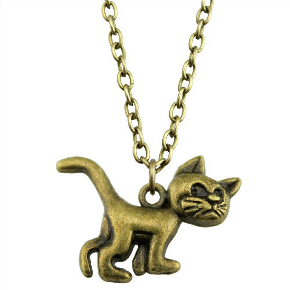 Cat Charm Necklace Cute Animal Pendant For Lovers Minimalist Pet Jewelry Gift 43cm Chain