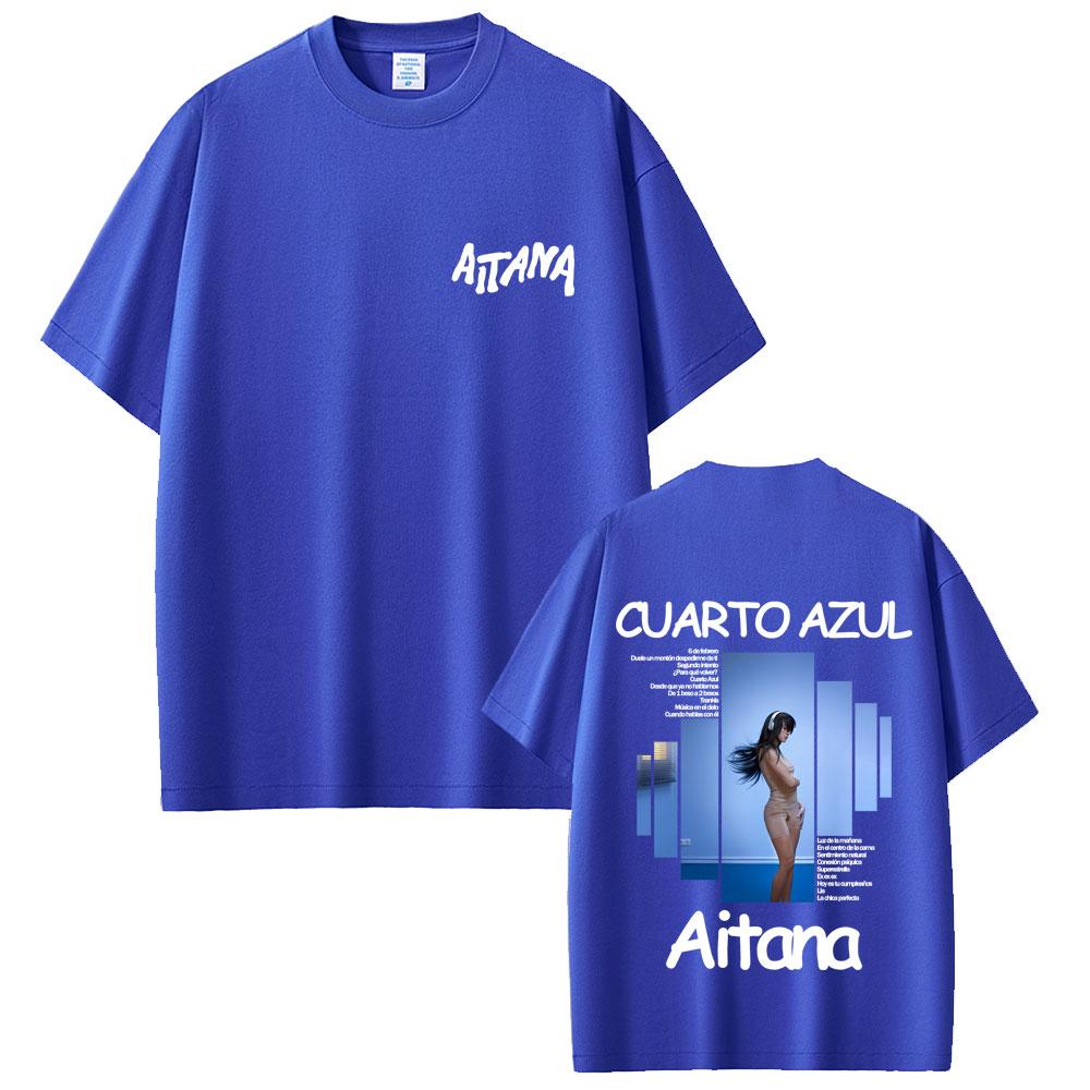 Singer Aitana CUARTO AZUL Album Graphic Tshirt Men Women Hip Hop Fashion Oversized T Shirts Male Casual Cotton Vintage Tshirts
