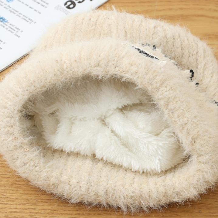 Women's Cold-proof Plush Hat Autumn and Winter Fashion Plush Thickened Thermal Hat Big Head Circumference Pullover Hat