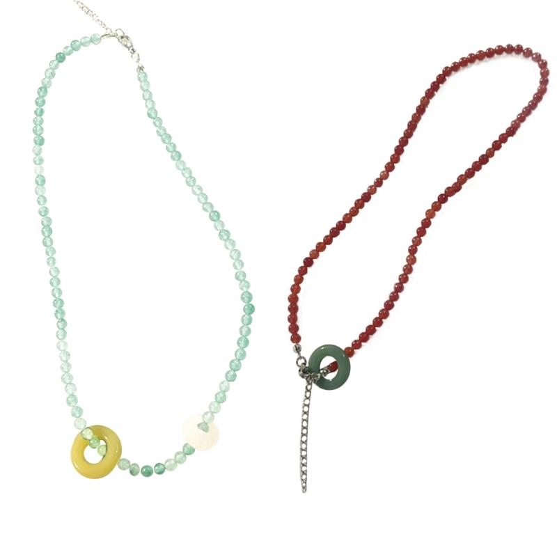 Fashion Crystal Beads Necklace Sweet Neck Jewelry Cute Circle Pendant Choker Neck Chain Gift Unique Elegant Accessory