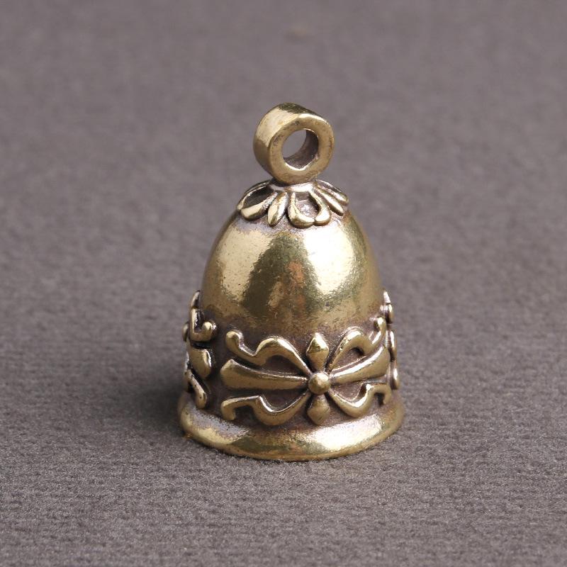 Retro Brass Bell Keychain Pendant - Small Hanging Bronze Wind Chime for DIY Jewelry