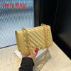 Street Style Small Square Pu Shoulder Bag With Lock Closure For Daily Use