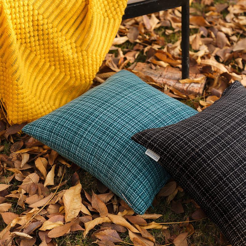 Waterproof Textile Outdoor Throw Pillow Covers Stripe Square Pillowcases Modern Cushion Cases for Patio Couch Bench 45X45CM