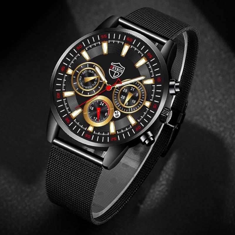 Moderne Herrenuhr Kalenderuhr Business-Uhr Herren-Edelstahluhr Hand Quarzuhr