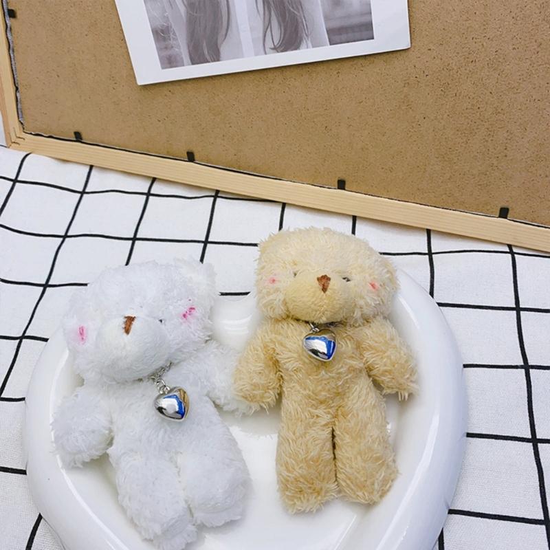 Mini Cute Plush Bear Keychain Pendant Lovely Plush Stuffed Animals Keyring Charm for Purse Bag Backpack Handbag
