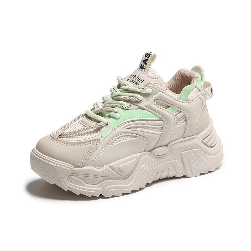 Trendy Design Women's Shoes 2024 Spring and Autumn Thick Sole Elevated Casual Mesh Breathable Colored Sports Shoes for Women