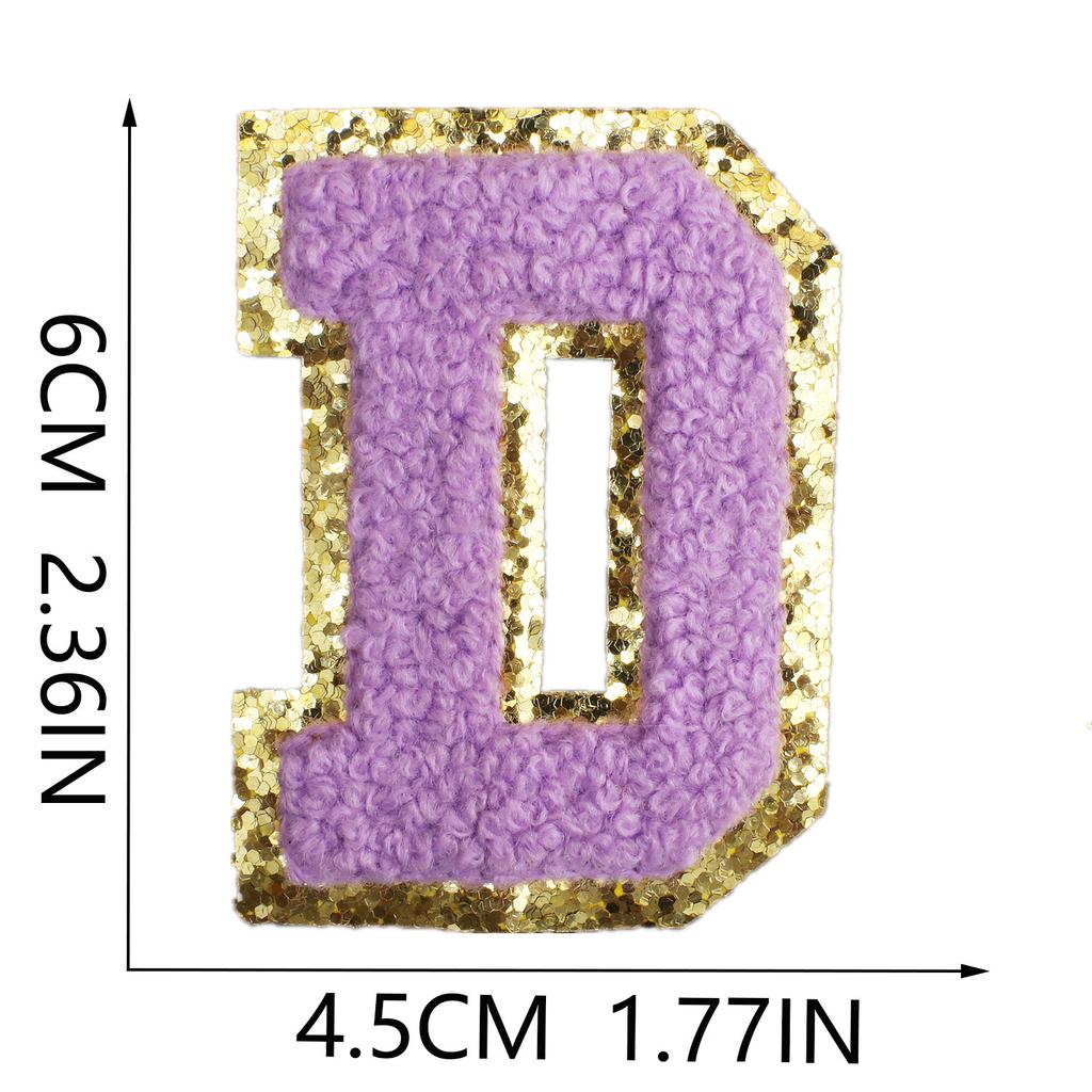 6Cm English Letter Towel Embroidery Patch Sticker Purple Letter Computer Embroidery Label Ironing Embroidery Chapter
