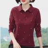 Women's Long Sleeve Polo Shirt, Loose Fit, Plus Size, Spring, Slimming Base Layer