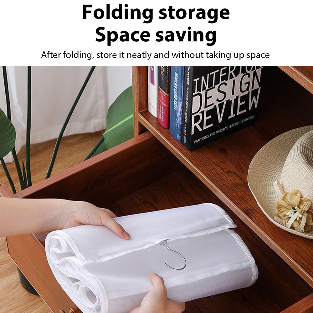 Household Mesh Storage Hanging Bag Wardrobe Hanging Multi-layer Pocket Bag Double-sided Transparent Organiser Foldable Dust Bag
