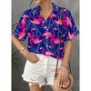 Simple and personalized print women's summer collar short sleeved shirt, fashionable daily versatile top