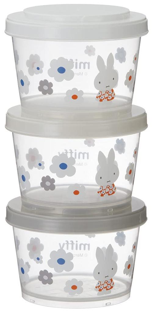 Skater Storage for Side Miffy Made in Japan SIJ3-A Containers, 3-Pack, 240ml, Dishes, Monotone,