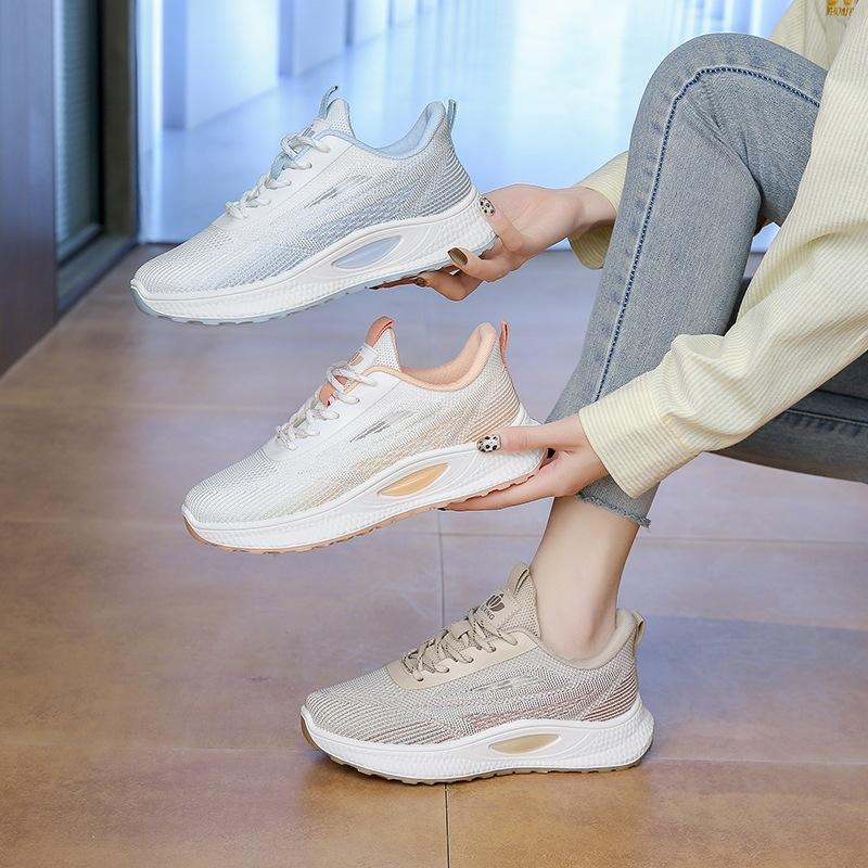 Autumn women's shoes student running sneakers women's, platform casual shoes ins breathable fly-woven women's shoes