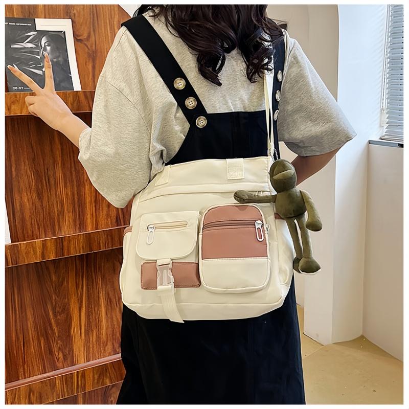 Multi Functional Large Capacity Tote Bag, Durable Nylon Multiple Pockets, Can Be Carried By Hand, Shoulder or Crossbody