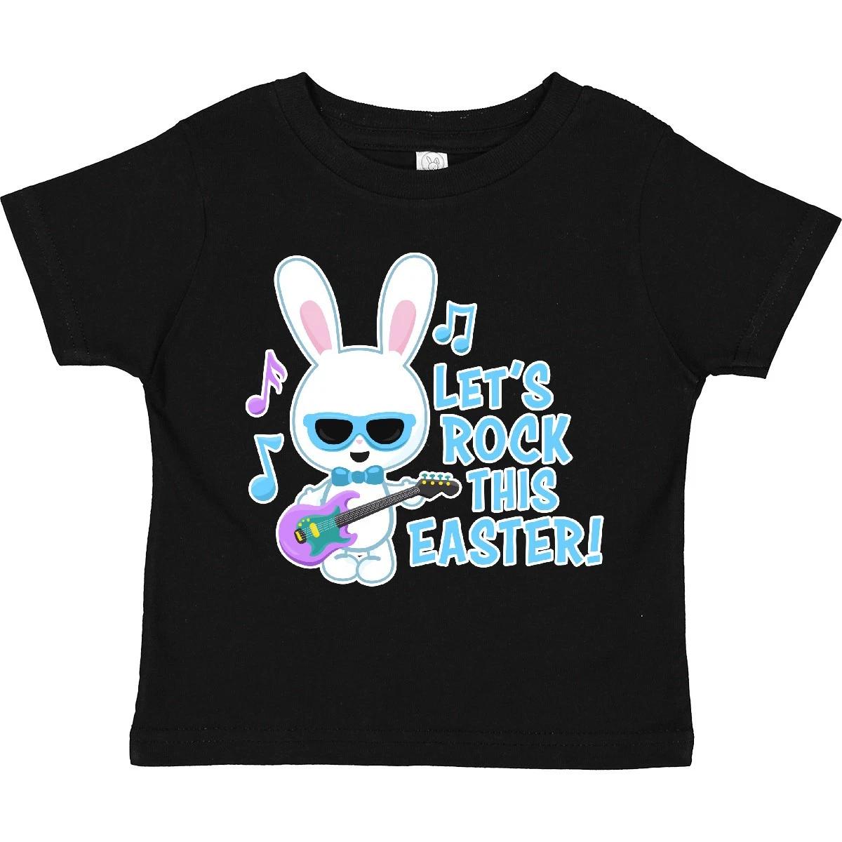 Inktastic Lets Rock This Easter With Bunny And Guitar Toddler kids boys T-Shirt Kids Happy 100