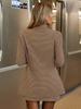 Retro Houndstooth Lapel Blazer & High-Waisted A-Line Skirt Set for Women
