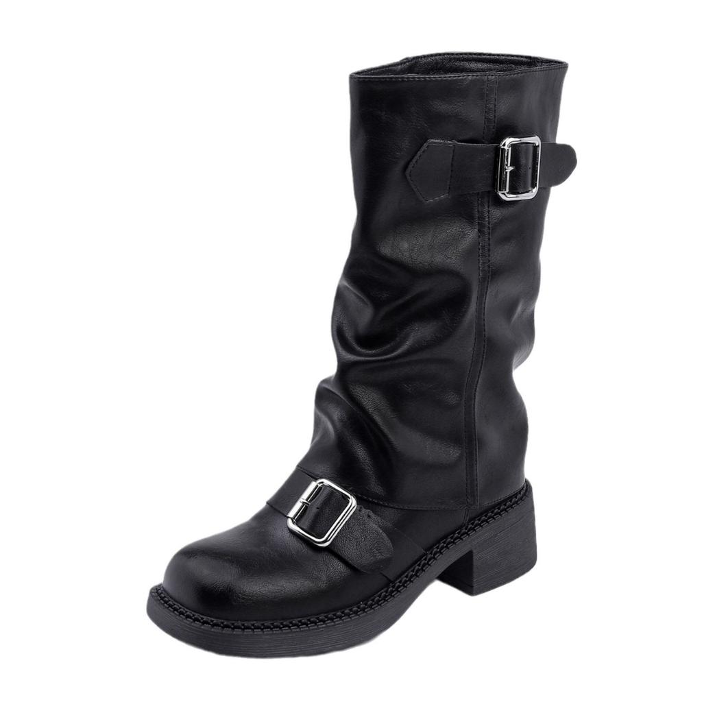 Korean new sleeve trousers boots belt buckle fashionable outer wear fashion boots long tube but knee thick sole heightening boots