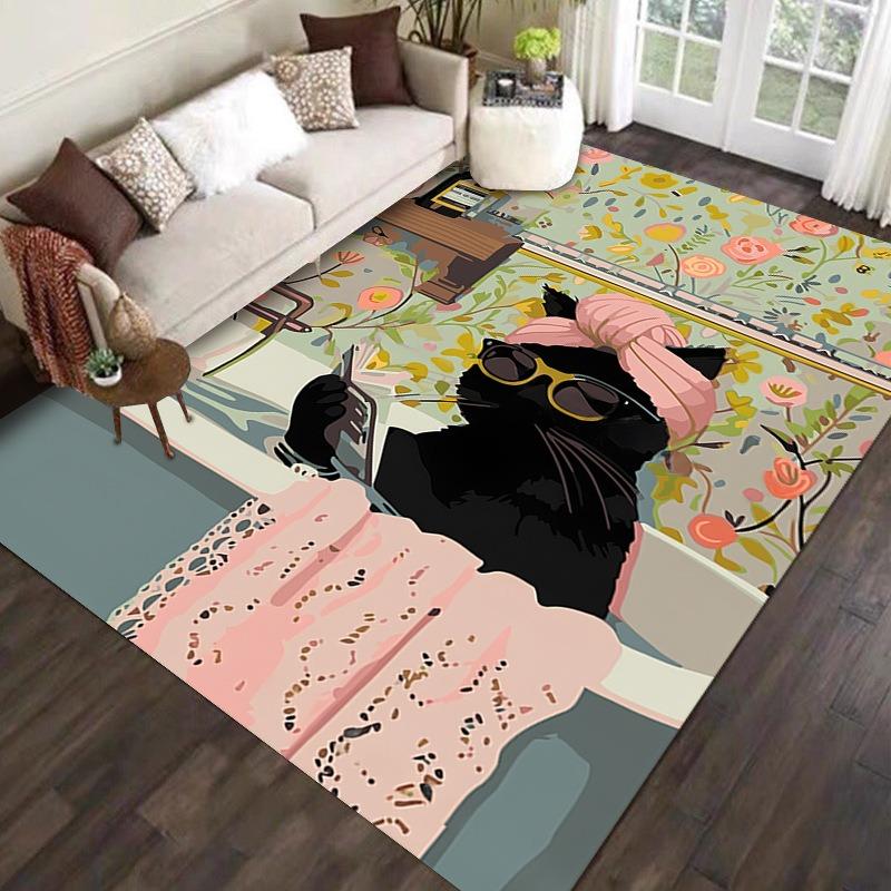 Tiere Malstil Muster Teppich für Zuhause Wohnzimmer Schlafzimmer Sofa Fußmatte Dekor Großer Bereichsteppich Rutschfeste Bodenmatte Mode