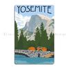 Vintage Yosemite Merced River Travel Metal Plaque Kitchen Design Wall Cave Design Living Room Tin Sign Poster