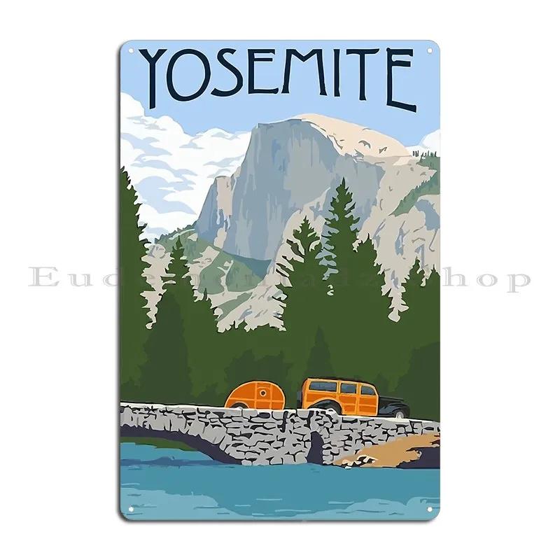 Vintage Yosemite Merced River Travel Metal Plaque Kitchen Design Wall Cave Design Living Room Tin Sign Poster