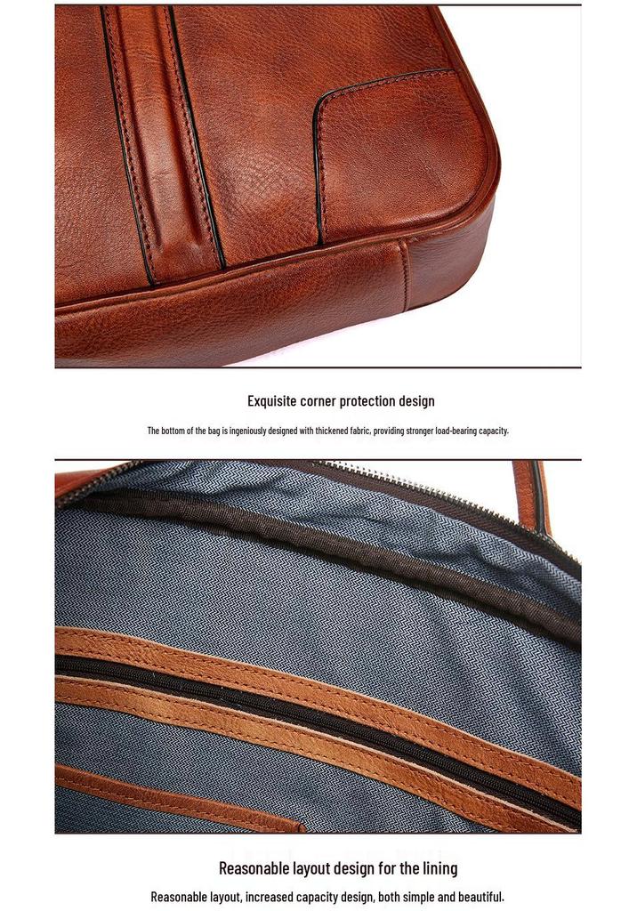 Genuine Leather Men's 15-Inch Crossbody Briefcase and Laptop Bag