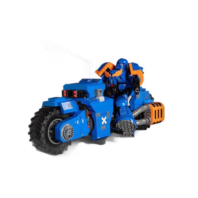 JD124 Blue Mecha Battle Hammer Building Blocks Motorcycle – Educational DIY Model Toy for Boys