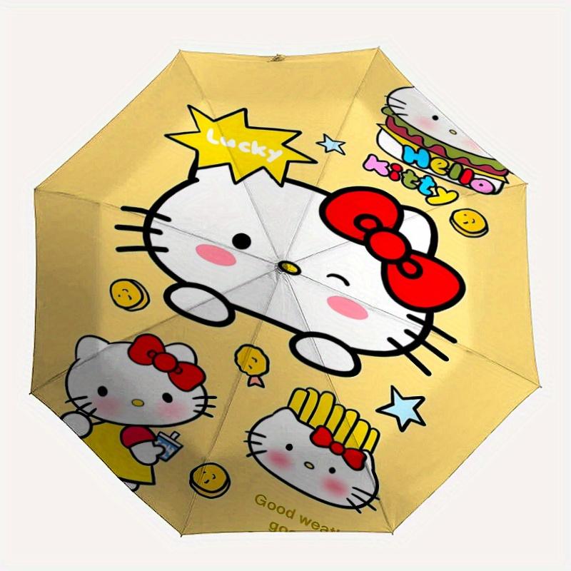 Lucky Hello Kitty Automatic Opening and Closing Umbrella, Lightweight 3-Fold, With Cute Cartoon Characters, Suitable for Home, Outdoor and Daily Use,