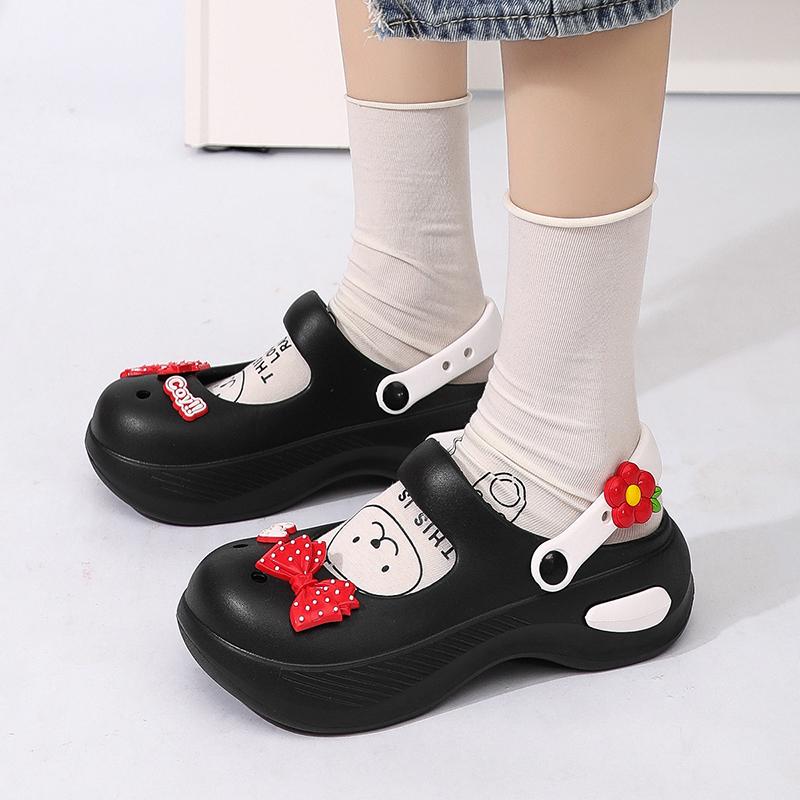 CRLAYDK Cute Bow Knot Women's Platform Clogs Arch Support Garden Shoes Slip-on Outdoor Beach Slippers Height Increase Sandals