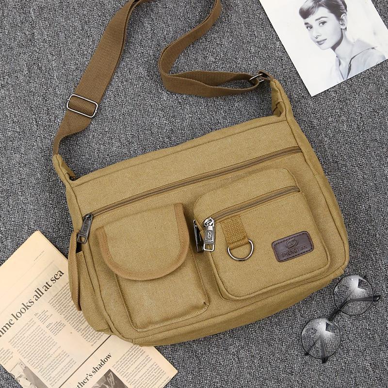 Business Postman Canvas Bag British Retro Shoulder Bag Large Capacity Multi-pocket Messenger Bag Leisure Travel Crossbody Bag