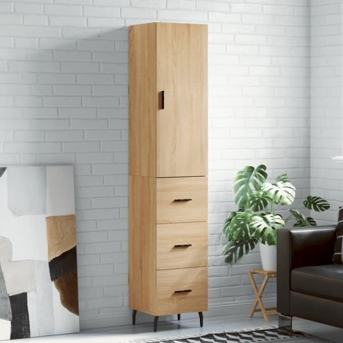 VidaXL Buffet haut Chêne sonoma 34,5x34x180 cm Bois d'ingénierie 3198868