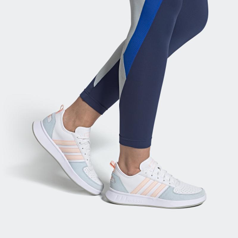 Adidas Court 80s Non-Slip Breathable Low-Top Tennis Shoes Women Sneakers White Blue Pink FV9598