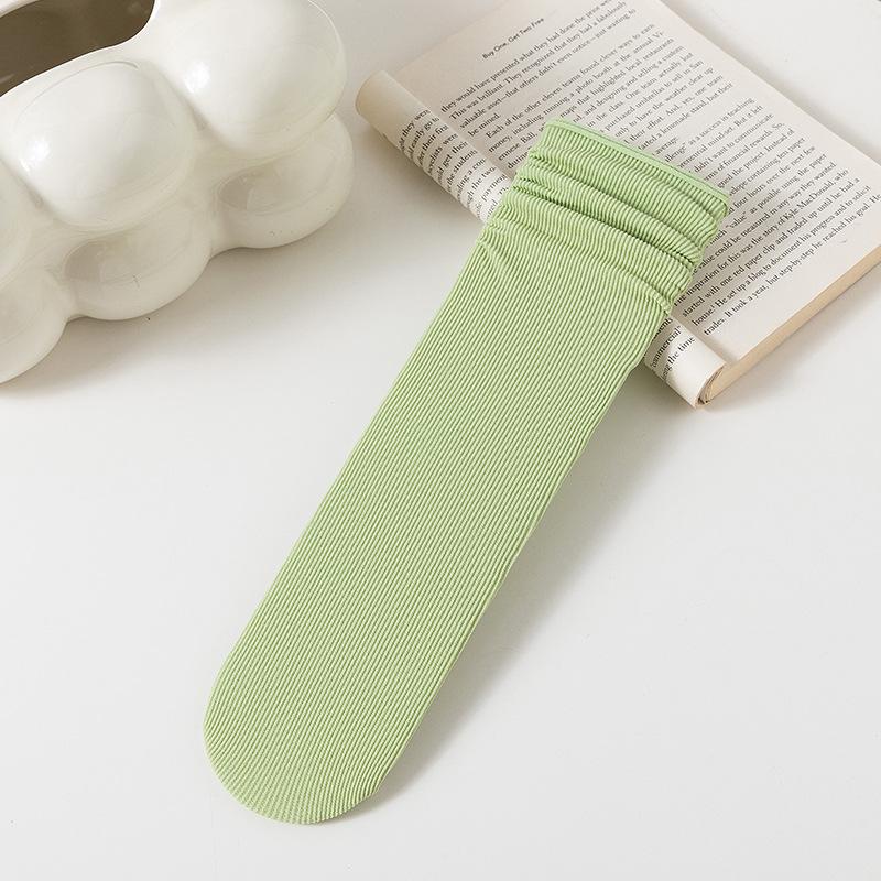 

Женские летние тонкие бархатные чулки с рюшами до середины икры из ледяного шелка One Size