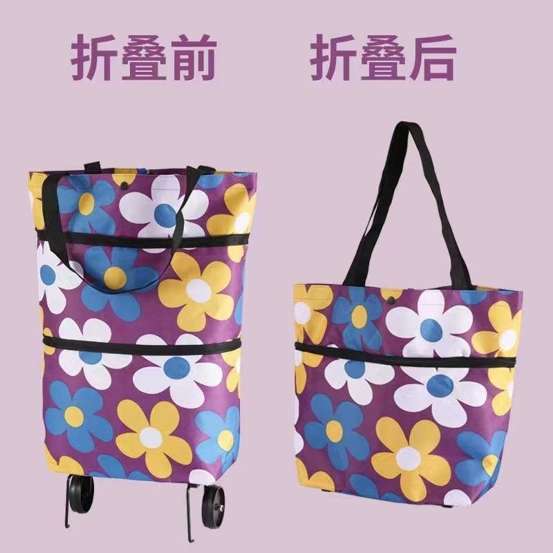 

Portable Grocery Cart Small Pull Cart Household Foldable Back Shopping Bag Lightweight Wheeled Hand Pull Cart Household фіолетовий