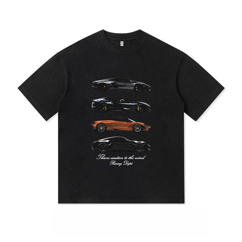 2026 Neues Frühjahr/Sommer Supercar Modifiziert Kulturell Bedrucktes Baumwoll-Kurzarm-T-Shirt für Herren Locker und Modisch Freizeitkleidung