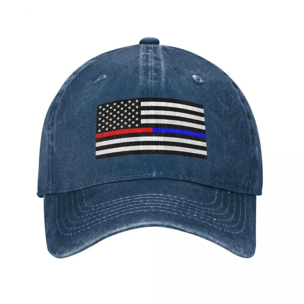 New American Flag Baseball Cap Thin Blue and Red Line Unisex Women Sunshade Trucker Dad Hat Summer Casual Running Hippie Baseball C