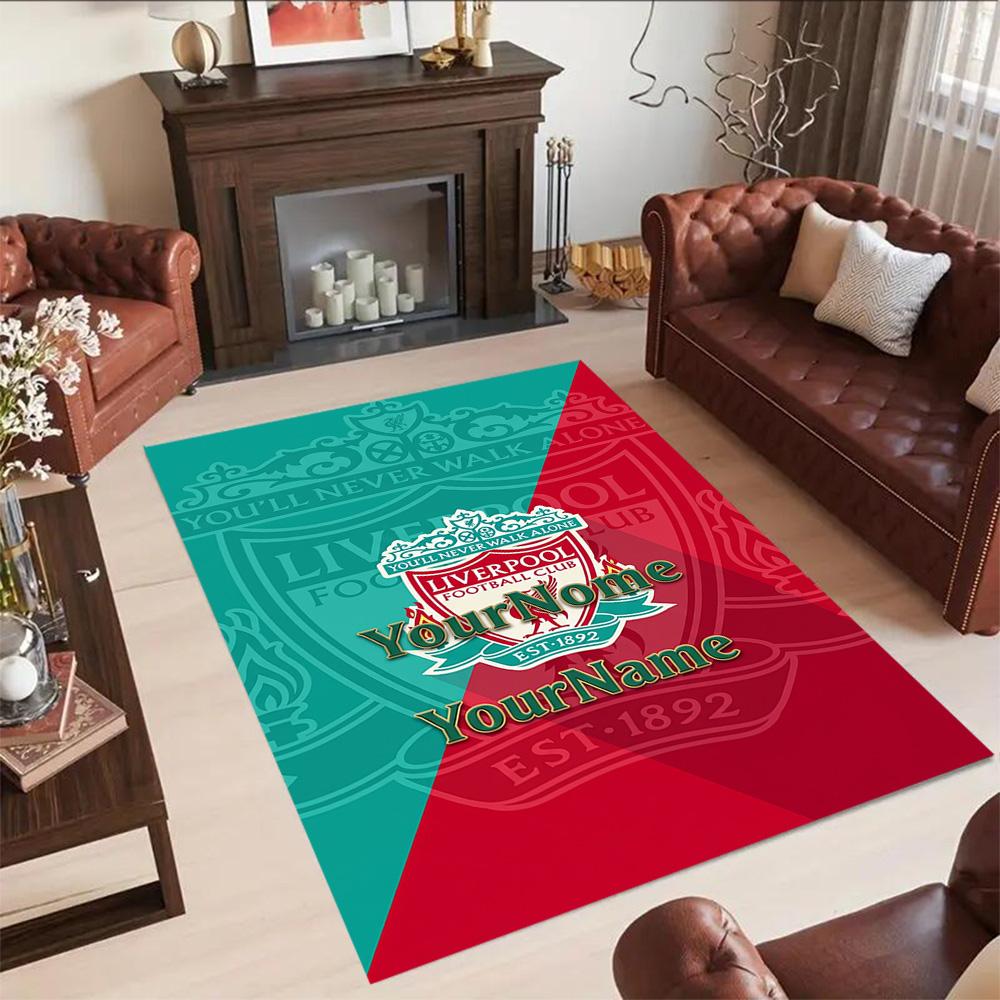 Liverpool Anpassbarer Name Bodenmatte Büro Teppich Design zum Dekorieren Zimmer Foyer Flur Spielzimmer Rutschfester Teppich Büro Heimdekor