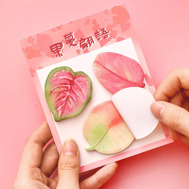 1 Piece Kawaii Stationery Natural Plant Leaf Sticky Note Memo Pad Office Planner Sticker School Supplies
