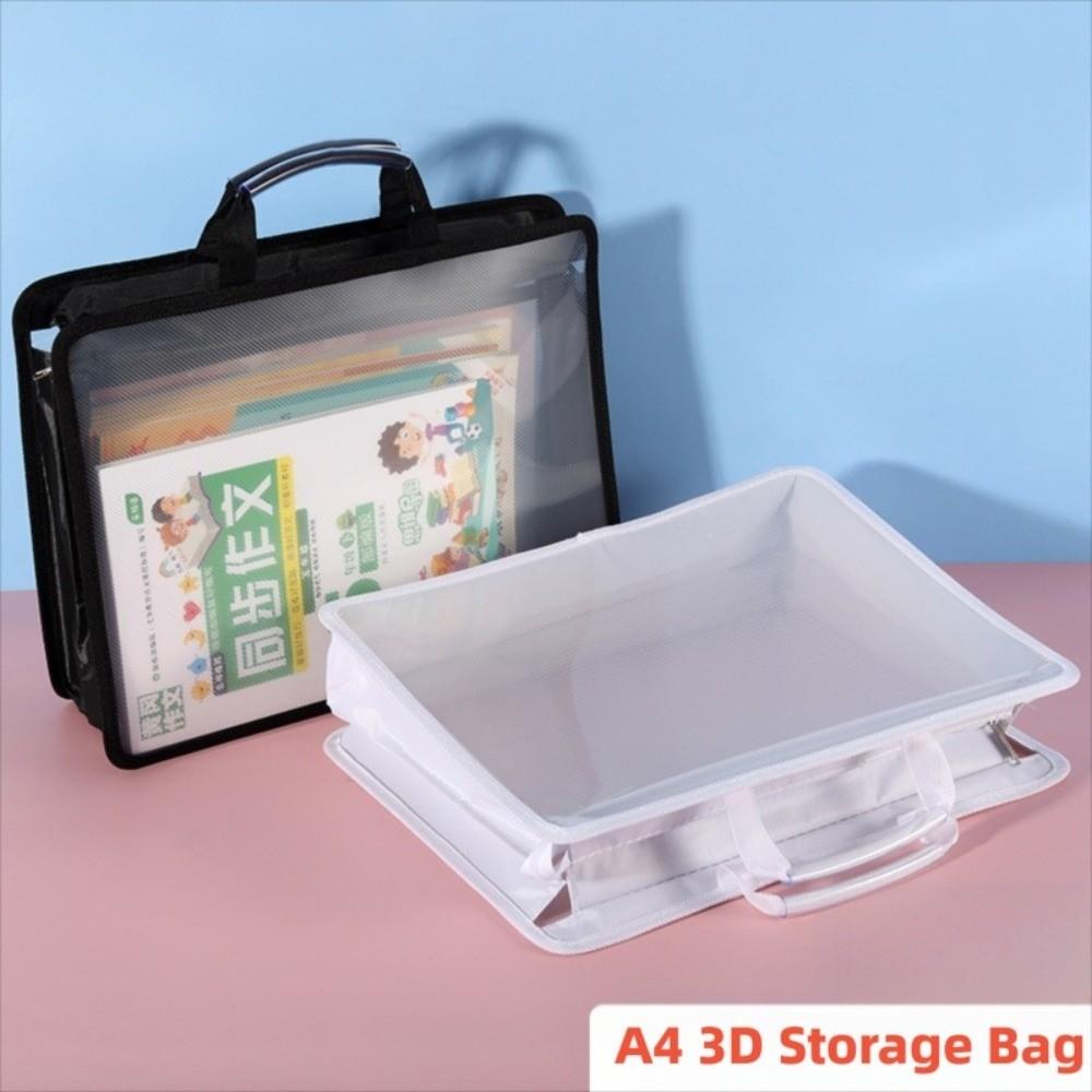 Large Capacity Transparent A4 Handbag Waterproof File Storage Bag Students Portable Bag  Office