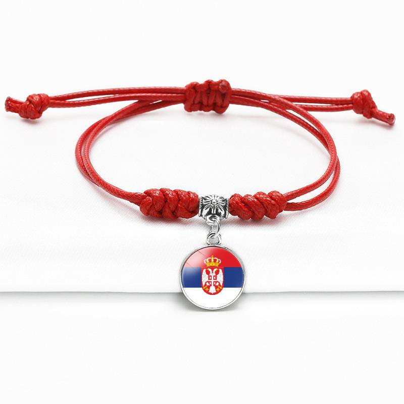 Red Bracelet Trendy With Timeless Gem European Country Flags Unisex Material Mixed