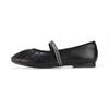 Barbara Lambskin Pleated Soft Jewel Strap Mary Jane Flat 1.5cm 2 Colors