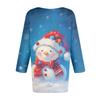 Ladies' Christmas Printed Fashionable Casual Seven Quarter Sleeved V-neck Top