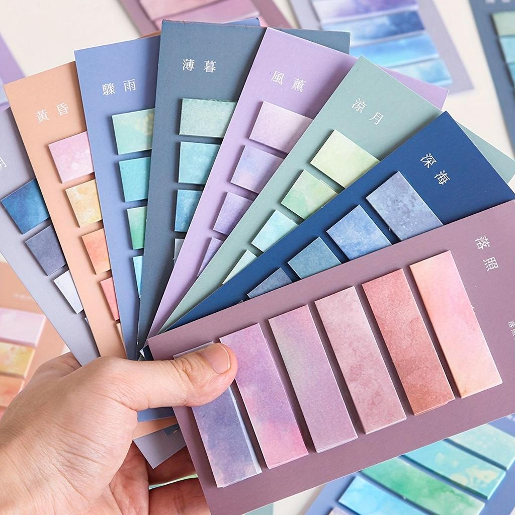 1pc/8pcs Gradient Color Index Sticky Notes with Adhesive Peel-off Index Tabs for Home Office Daily Use