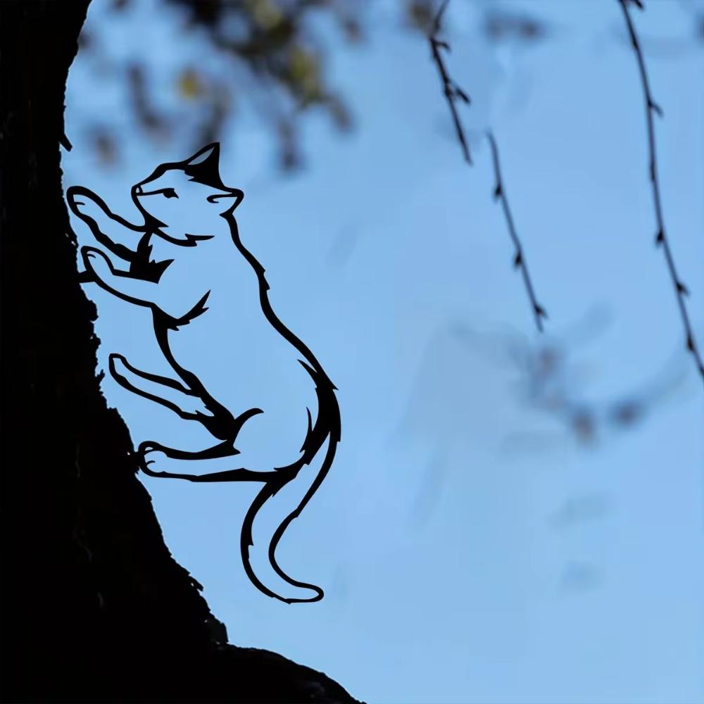 Charmantes 1-teiliges Metall-Katzenschild, entzückender Katzen-Gartenstecker, eine bezaubernde Katzendekoration und Metall-Gartenkunst, die den rustikalen Charme verstärkt