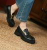 New Fashion  Women Shoes Split Leather Casual Slip -On Loafers Comfortable Pumps Platform Shoes Round Toe Heels Shoes Woman
