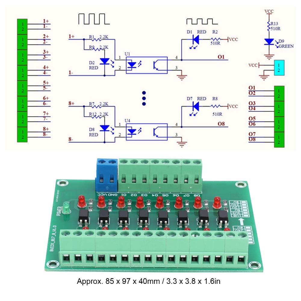 DST-1R8P-N Optical Isolation Module 8 Channel 20KHZ Relay Module 12V to 3.3V Level Voltage Conversion Board Industrial Control
